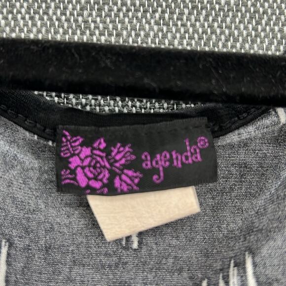 Vintage Agenda Black/White Geometric Print Elastic Waist‎ Blouse Made In USA M - Picture 4 of 7